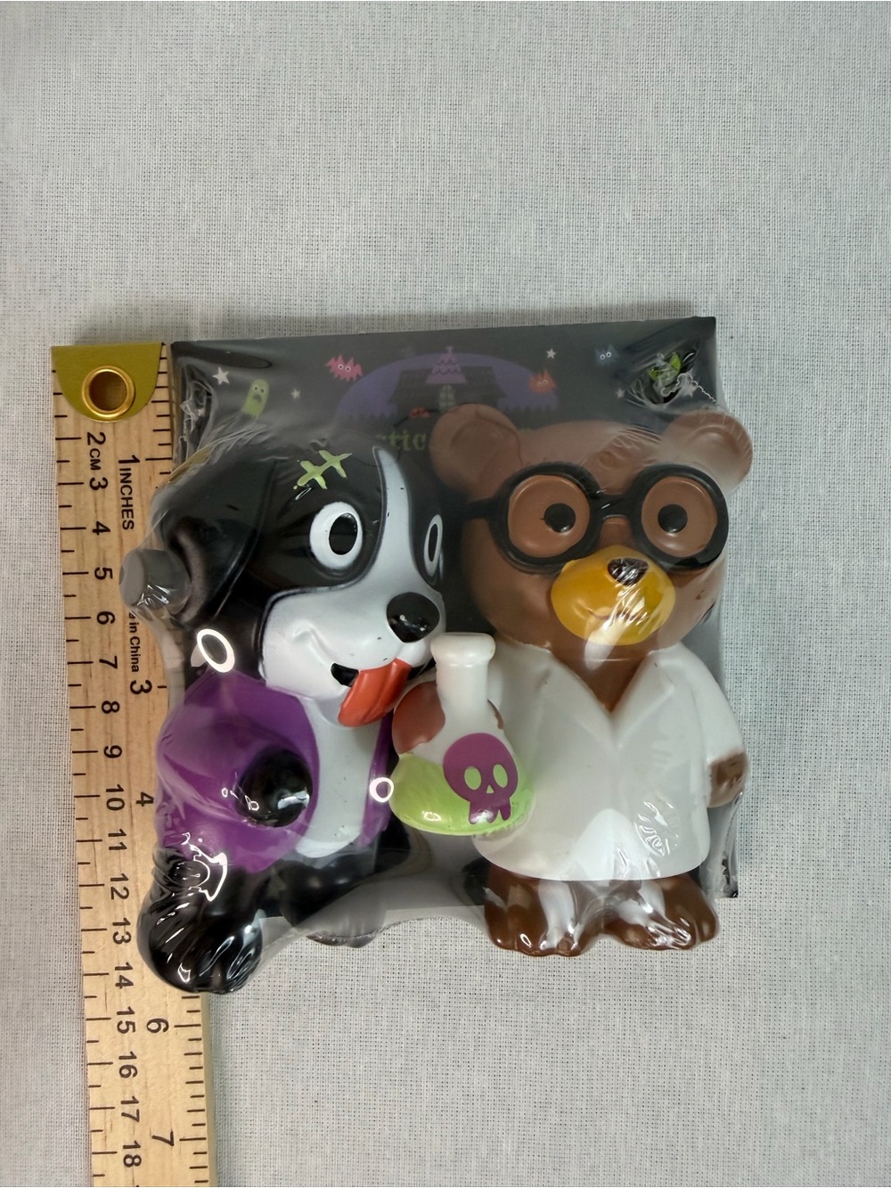 Cute Black & Brown Scientist Pet Toy Set - Dog and Bear Figures